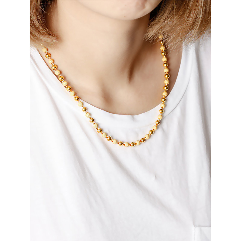 zhaoliang黄金项链女金项链圆梦足金999纯金链子光珠圆珠磨砂简约