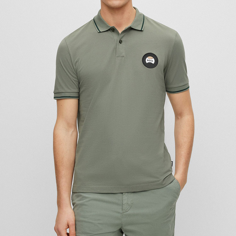 雨果博斯hugoboss男士black系列棉质修身版短袖polo衫50486202