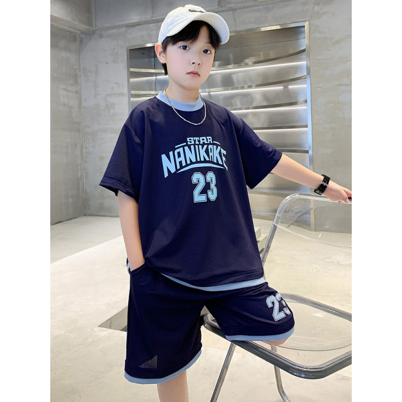 男童夏装套装大童夏款2025新款儿童男孩夏季短袖运动服帅气时髦潮