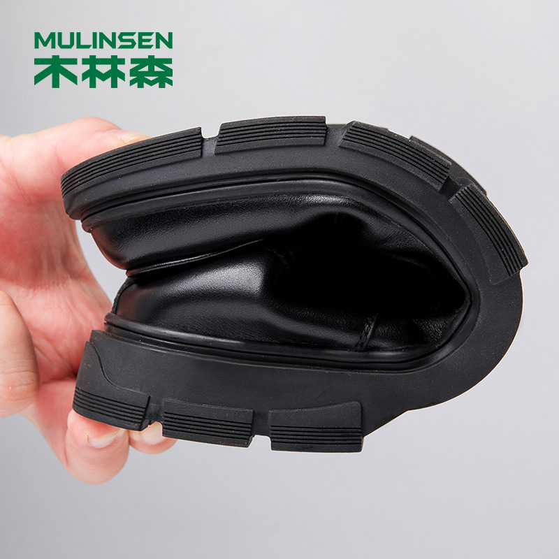 木林森(MULINSEN)男鞋头层牛皮商务正装英伦低帮套脚透气软底软面皮鞋