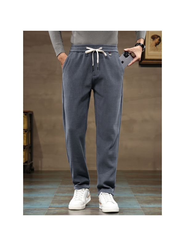 精品男裤冬季舒适品质潮流休闲裤男款水貂绒宽松直筒加绒裤子男士