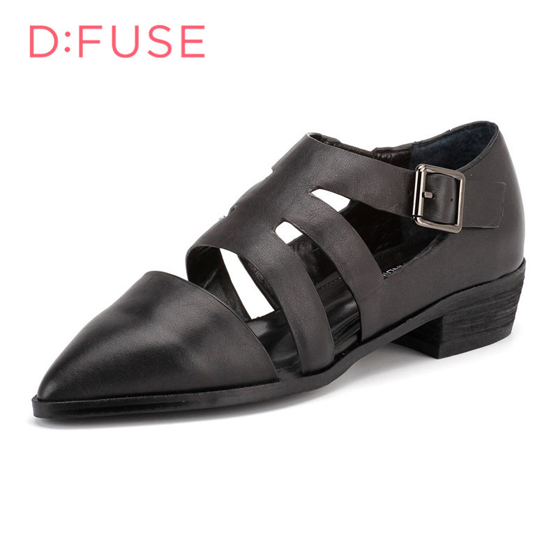 迪芙斯D:FUSE牛皮尖头中跟套脚饰扣深口鞋女 DF61114011