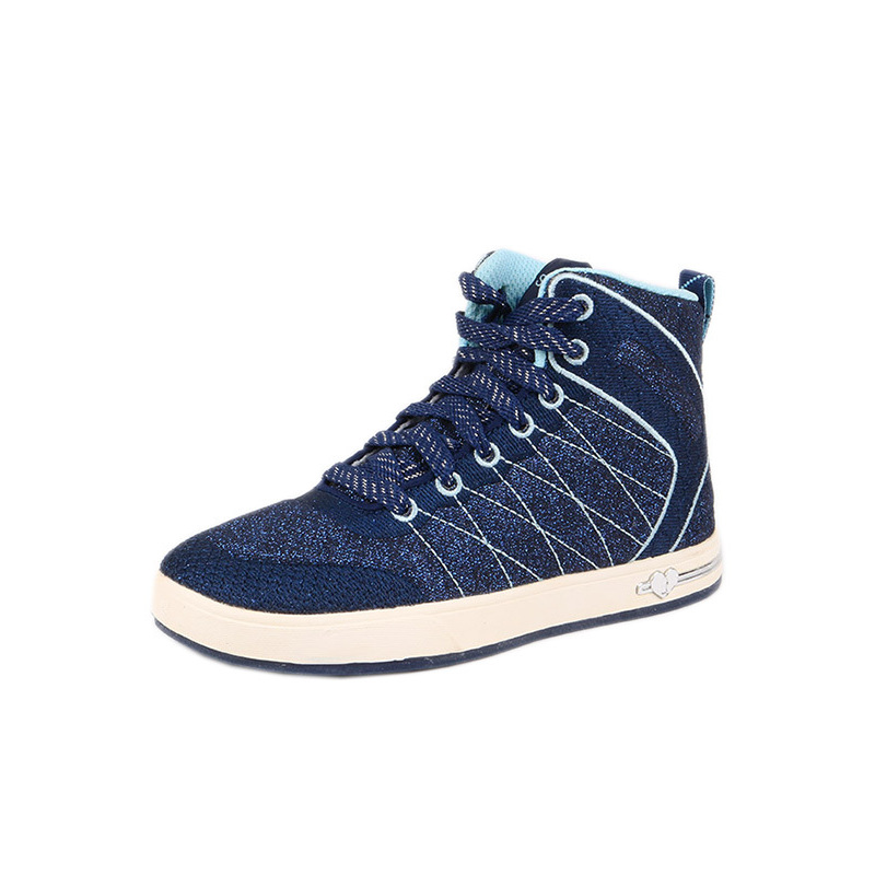 斯凯奇SKECHERS精致刺绣工艺设计女童高帮休闲鞋橡胶大底84304L