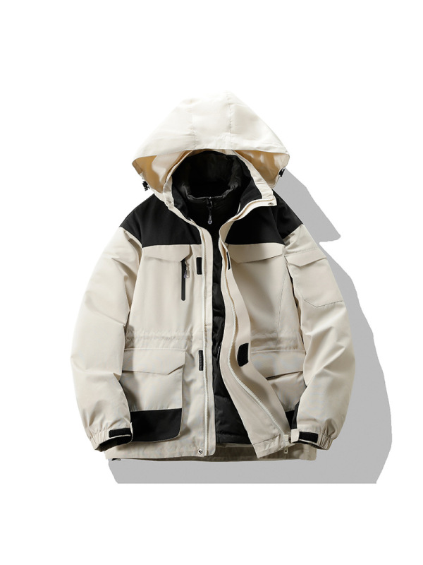 男装冬季90%白鸭绒连帽羽绒服加厚保暖冲锋衣青少年学生宽松外套