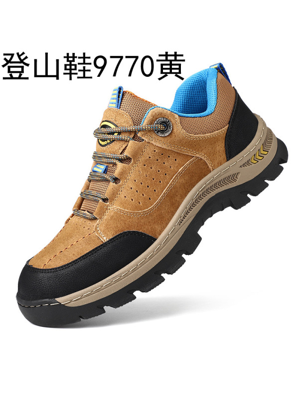 真皮男鞋夏季新款户外登山鞋徒步厚底运动鞋低帮工装鞋男