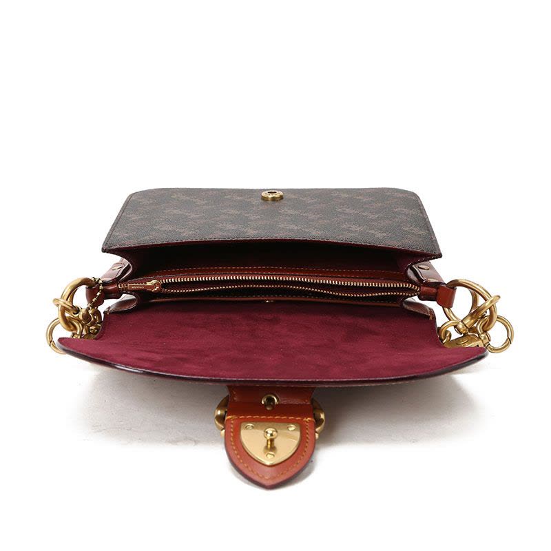 COACH 蔻驰 BEAT口盖包 女士斜挎包 马车印花拼老花金扣C2418图片