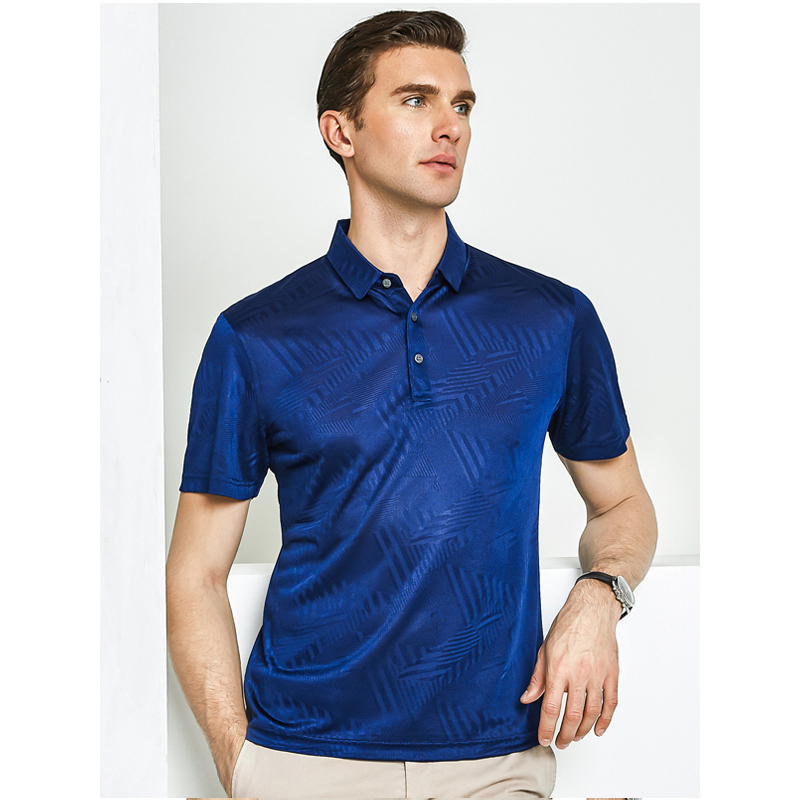 恒源祥男士短袖t恤翻领夏款桑蚕丝体恤纯色polo衫男上衣