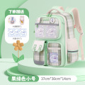 新款儿童小学生书包女生3-6年级护脊减负格纹双肩包牛津布轻 绿色小号