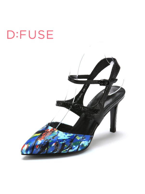 迪芙斯D:FUSE春专柜牛皮尖头高跟中后空性感凉鞋女DF51113006