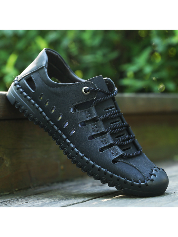 男士新款休闲时尚潮流时尚拖鞋休闲镂空防滑大底沙滩男凉鞋