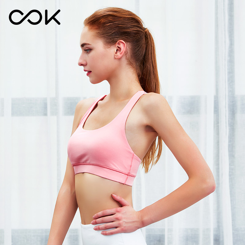 OOK运动内衣女跑步防震健身瑜伽聚拢美背定型背心式无钢圈文胸（粉色）