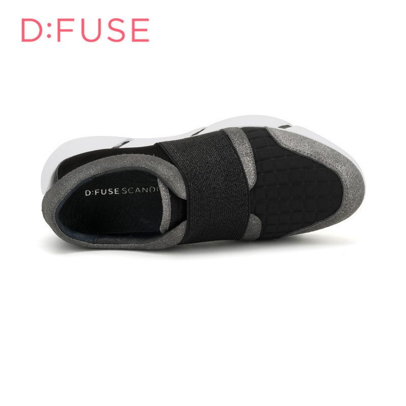 D：Fuse/迪芙斯单鞋秋新款牛皮圆头中跟拼色高帮女鞋DF63112084