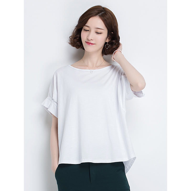 恒源祥女士短袖t恤夏款短袖薄款圆领纯白色t恤衫百搭简约上衣棉t桖
