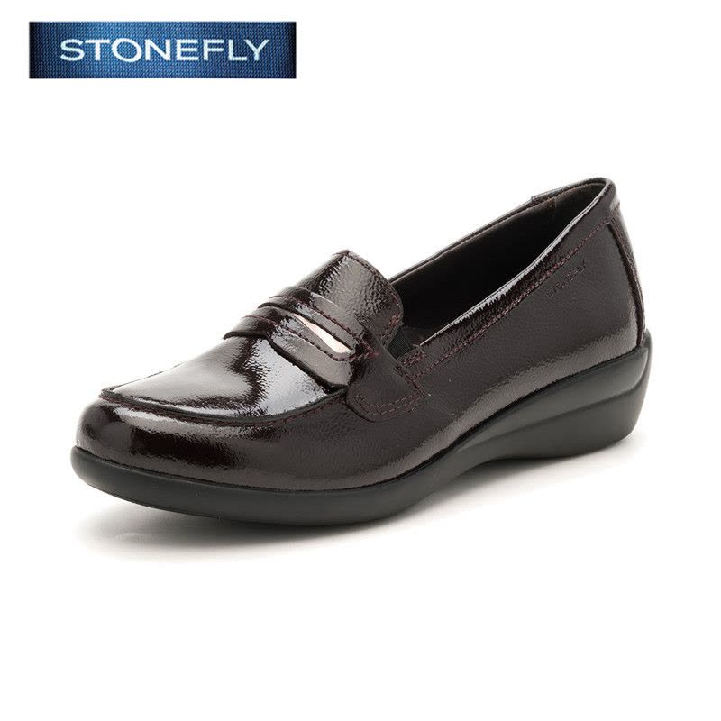 斯通富来STONEFLY漆面牛皮尖头低跟套脚光面秋浅口女鞋SD63117170图片