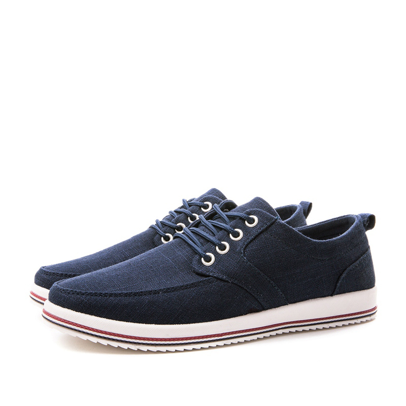 热风hotwind新款布鞋男平底帆布系带简约男士休闲鞋h45m7102
