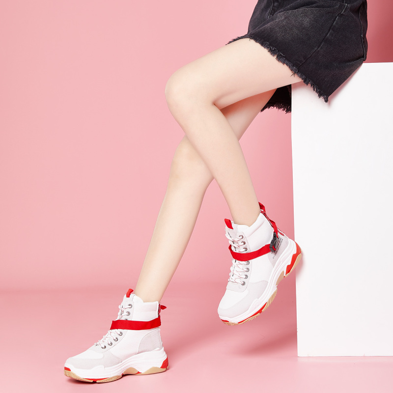 图思龙女士厚底增高短靴秋冬高帮女鞋子