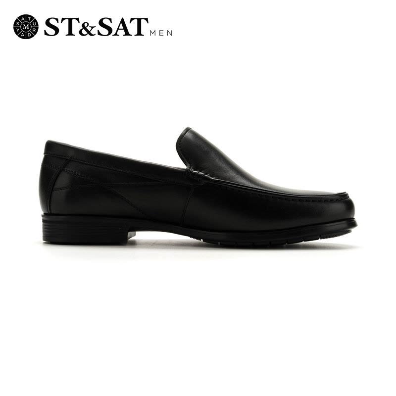 星期六(ST&SAT)男鞋牛皮革圆头低跟方跟商务休闲鞋SS81125415图片