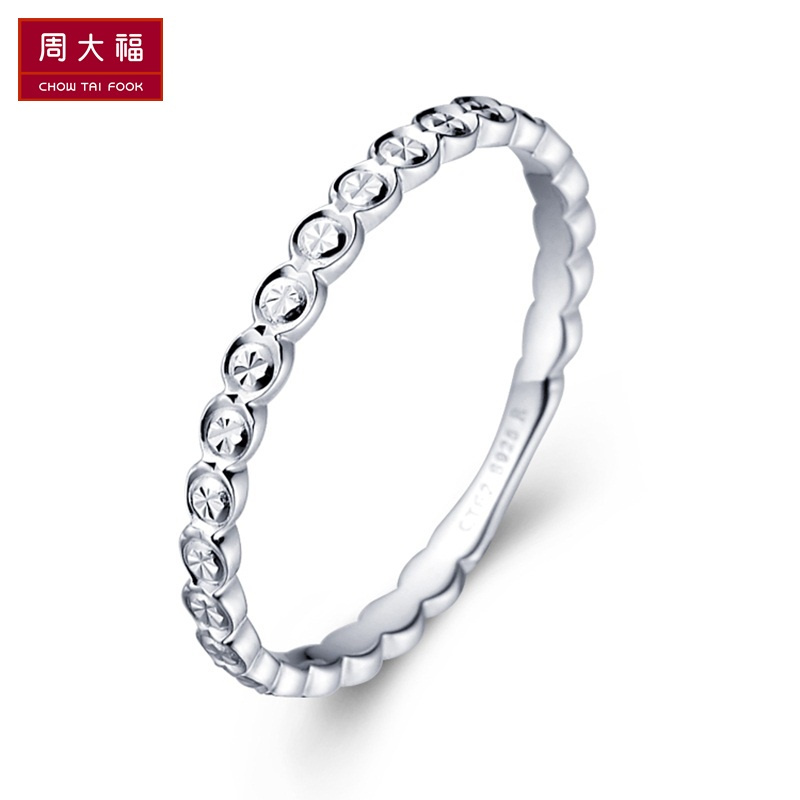 schl-周大福珠宝首饰纹花瓣925银戒指