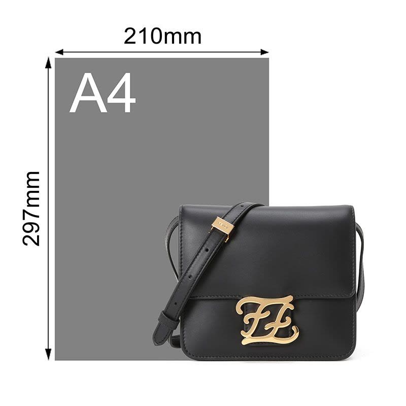 预售FENDI KARLIGRAPHY 口盖包迷你 双F花字光面皮8BT317金扣图片