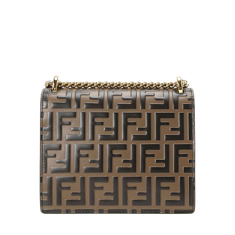 预订 FENDI芬迪 KAN U链条包小号 FF标识老花款8M0417金扣图片
