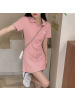 纯欲风韩系Polo领连衣裙女装夏季新款设计感收腰a字T恤裙短裙