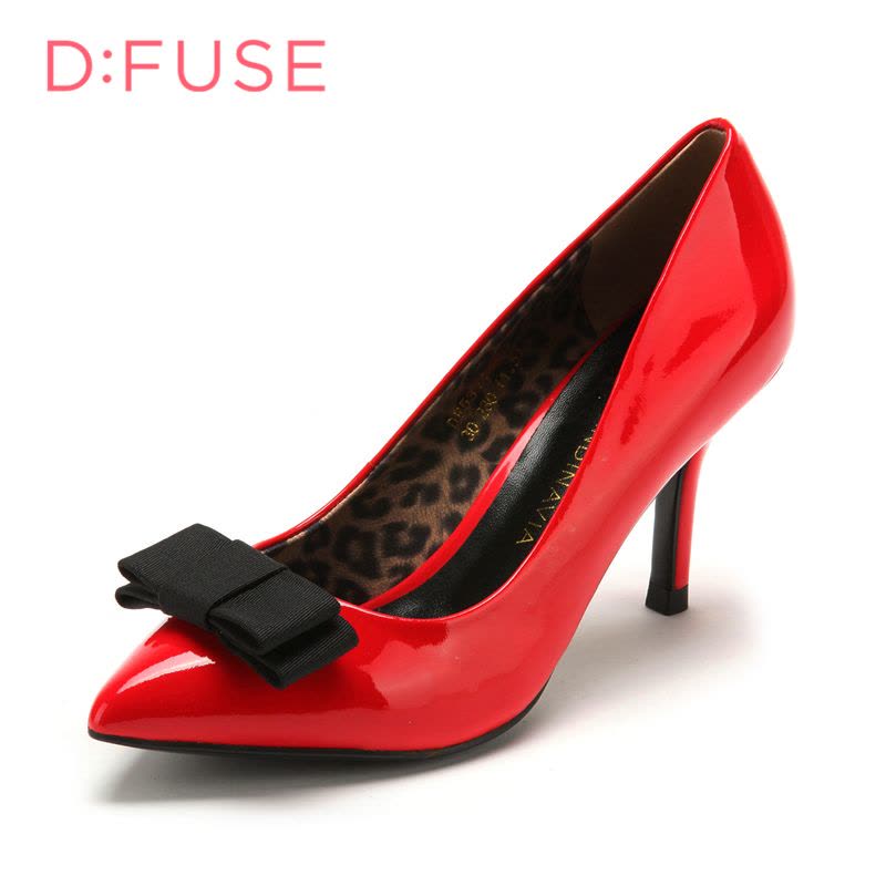 迪芙斯D:FUSE春季漆面牛皮高跟鞋增高蝴蝶结女士DF53113067图片