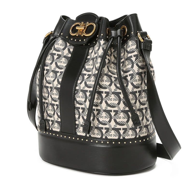 预订FERRAGAMO GANCINI 水桶 老花款 斜挎包21H587 织物\牛皮革图片