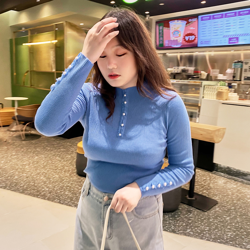 三彩2020冬季新款半高领修身长袖打底衫针织衫毛衫上衣女