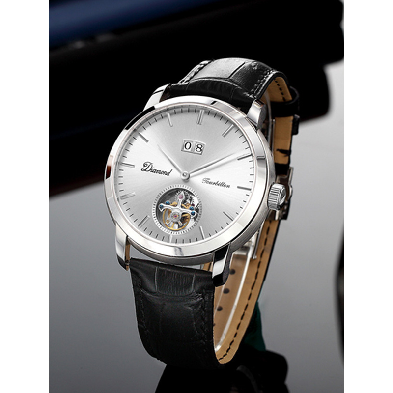 上海钻石牌全自动机械表多功能陀飞轮男士手表防水皮带yt006