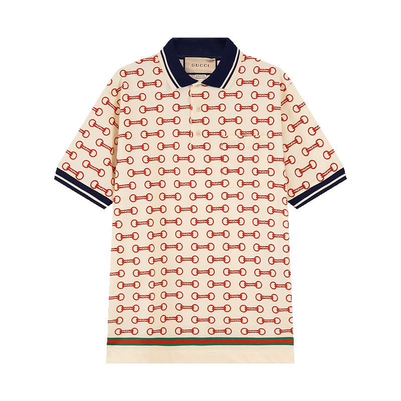 gucci古驰男士棉质马衔扣印花短袖polo衫717391xjewa