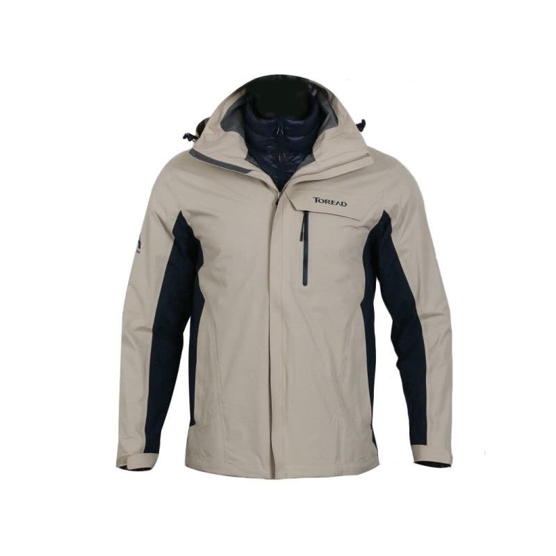 探路者男装秋冬款户外运动防风保暖耐磨羽绒内胆冲锋衣夹克外套TAWF91919图片