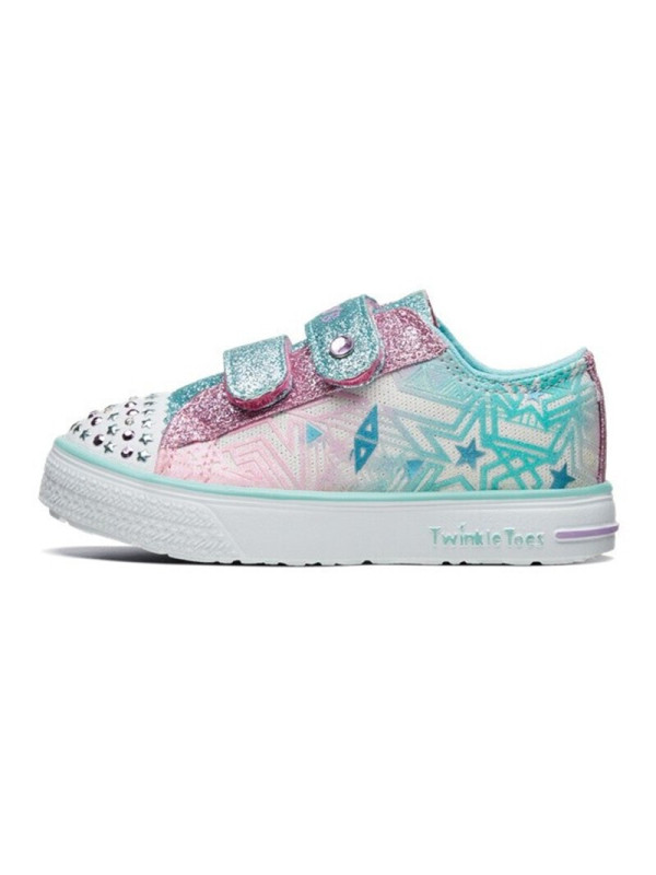 斯凯奇（SKECHERS）童鞋低帮可爱帆布鞋时尚闪钻印花魔术贴休闲鞋10728N