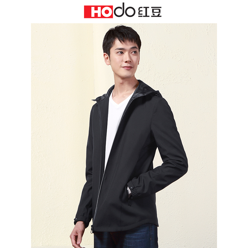 HODO红豆男装 男士夹克 2019春季新款商务休闲连帽中青年茄克