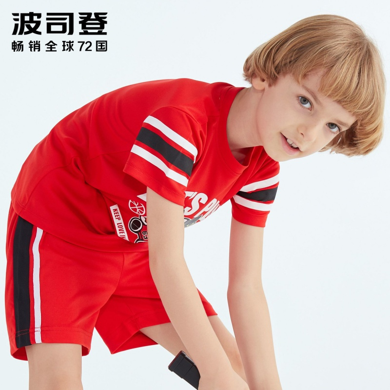 波司登童装套装夏季儿童运动短袖T恤短裤套装