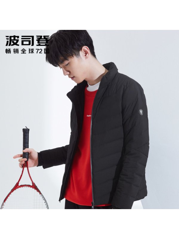 波司登BOSIDENG轻薄羽绒服男士秋季立领运动短款2018韩版青年新款外套B80132005