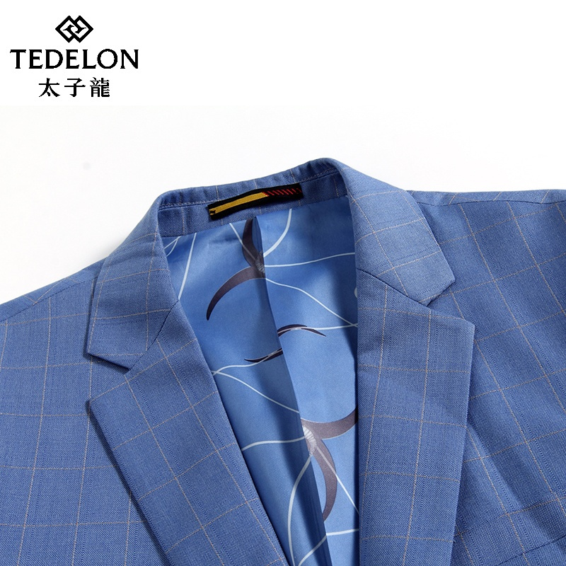 太子龙2018新款春季男士商务休闲西装修身西服外套上衣男装蓝