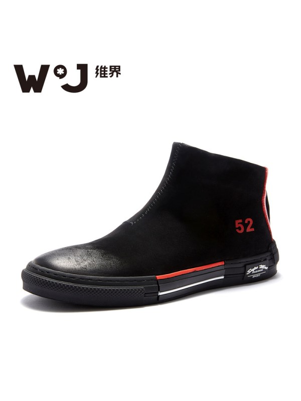 维界切尔西靴男英伦潮流磨砂皮休闲鞋时尚男士潮牌工装鞋复古短靴