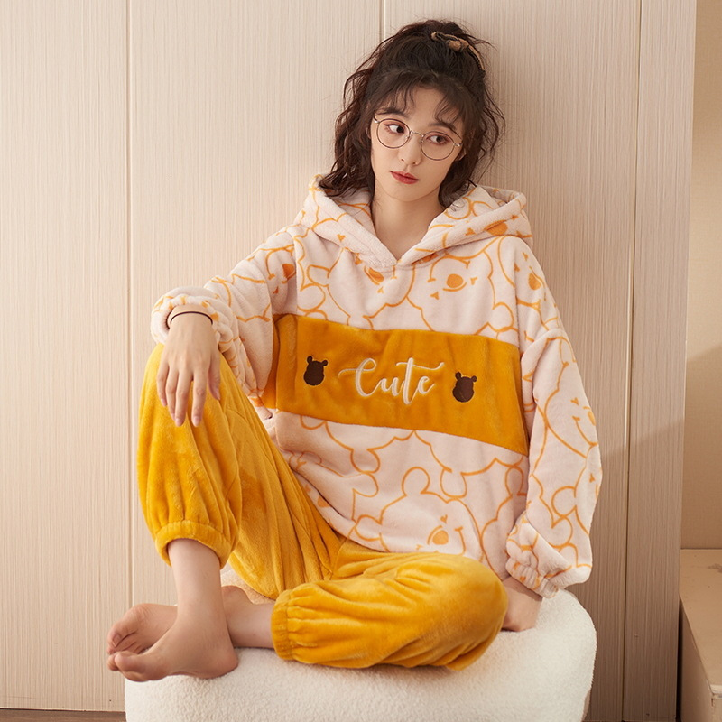 dbmg可外穿新款睡衣女士冬季加厚加绒珊瑚绒卡通套装冬天法兰绒