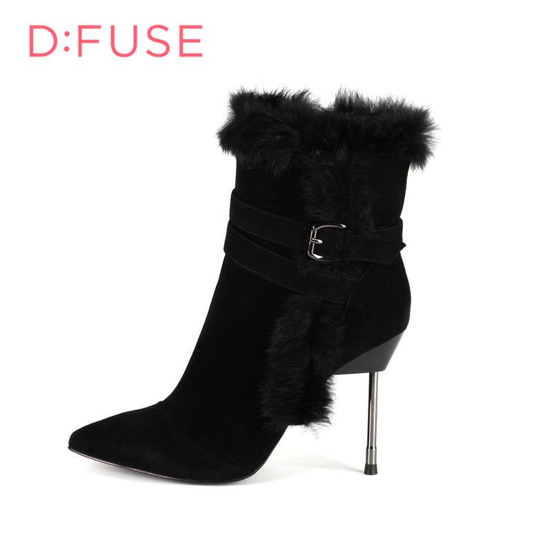 迪芙斯D:FUSE羊皮尖头高跟拉链皮带装饰深口女鞋DF44115191图片