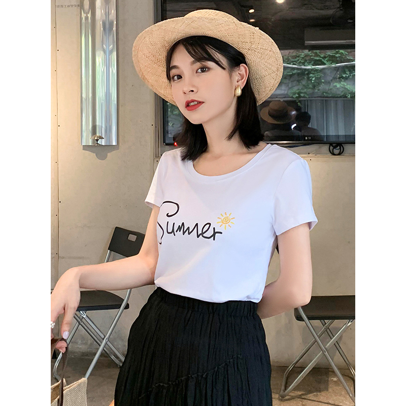 如熙 短袖T恤女新款韩版ins潮修身衣服半袖上衣夏装