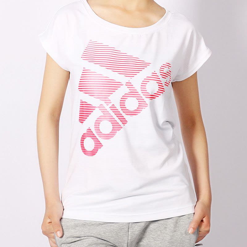 adidas阿迪达斯女T恤运动休闲训练针织透气圆领短袖-B30566图片
