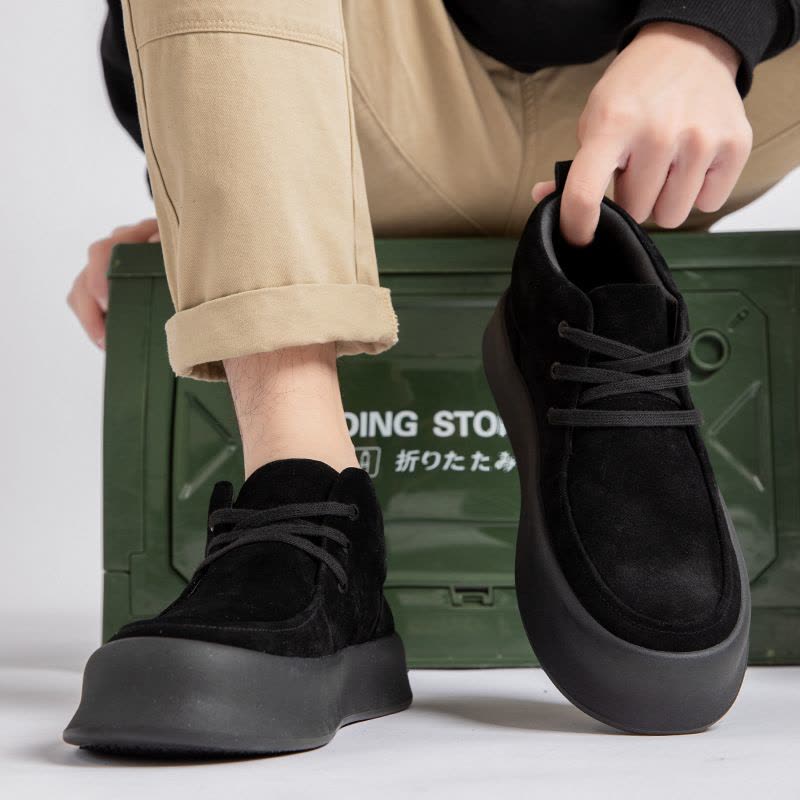 韩版潮流马丁靴男士英伦复古秋冬磨砂皮厚底工装加绒保暖休闲板鞋图片