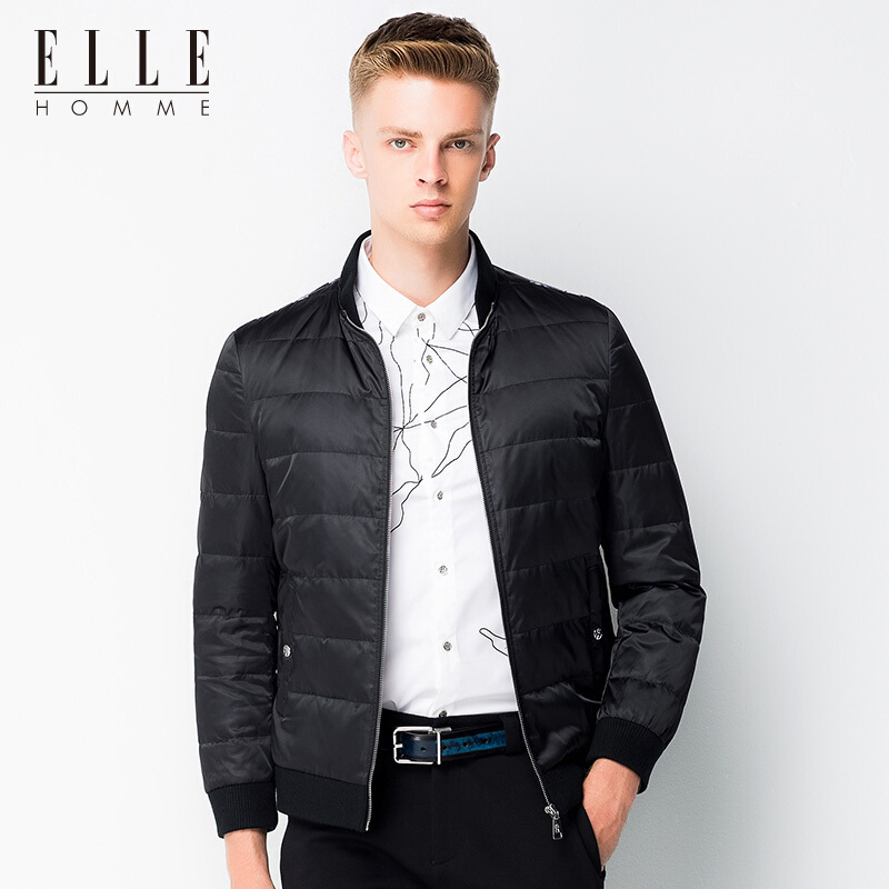 ELLEHOMME男装羽绒服男时尚立领纯色修身羽绒外套冬季新款