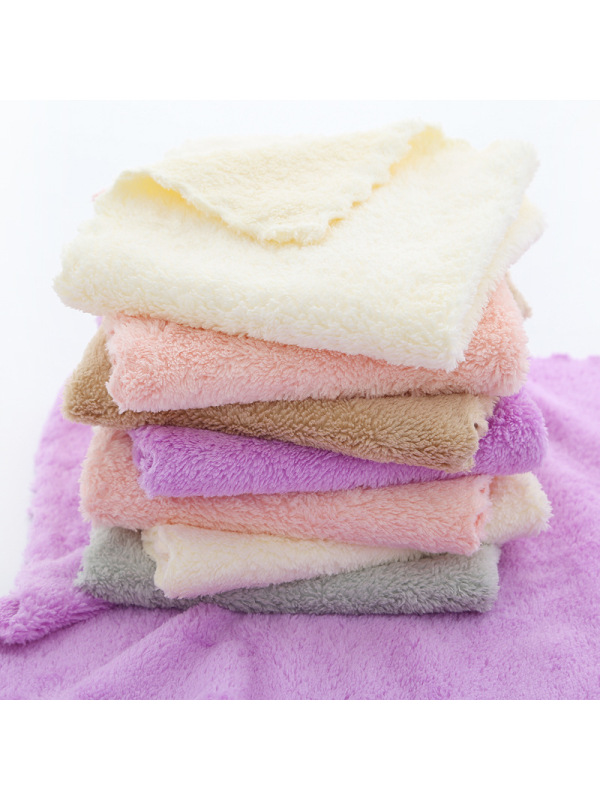 Ceba厂家高密珊瑚绒25*25小方巾擦手巾超细纤维儿童毛巾