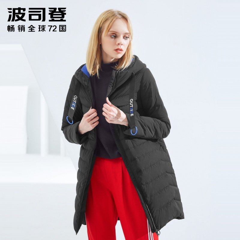 波司登新款羽绒服女中长款连帽女士秋季鸭绒外套潮