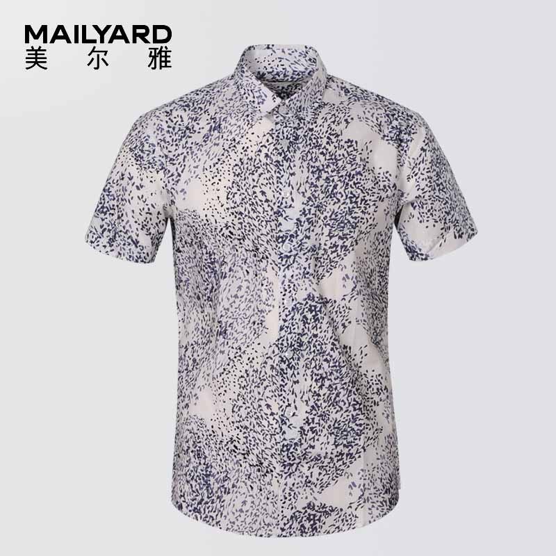 美尔雅(MAILYARD)短袖衬衫 纯棉商务休闲男士衬衣 男式短衬 082