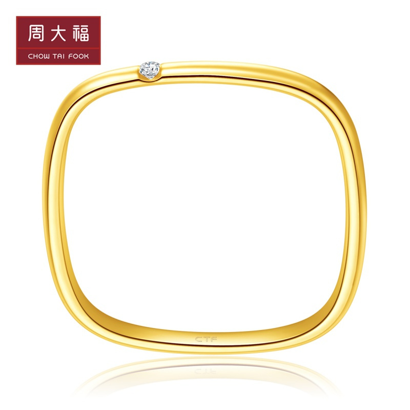 周大福17916系列22K金钻石小方戒戒指钻戒CE63534特惠