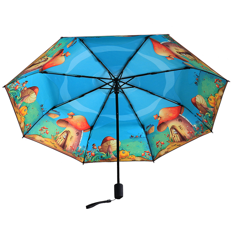 天堂伞 全遮光黑胶三折晴雨伞小黑伞太阳伞 童话乐园内图 30488