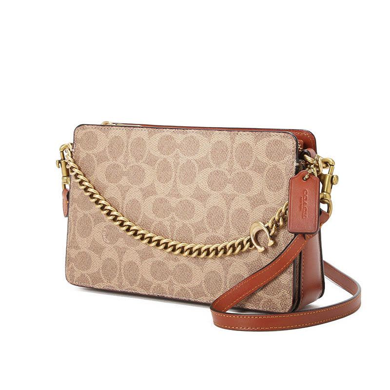 COACH 蔻驰 斜挎包 女士斜挎包 C链老花拼皮89175图片