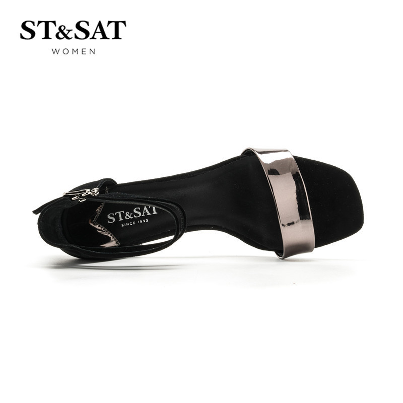 St&Sat/星期六时尚一字带粗高跟凉鞋SS72115477